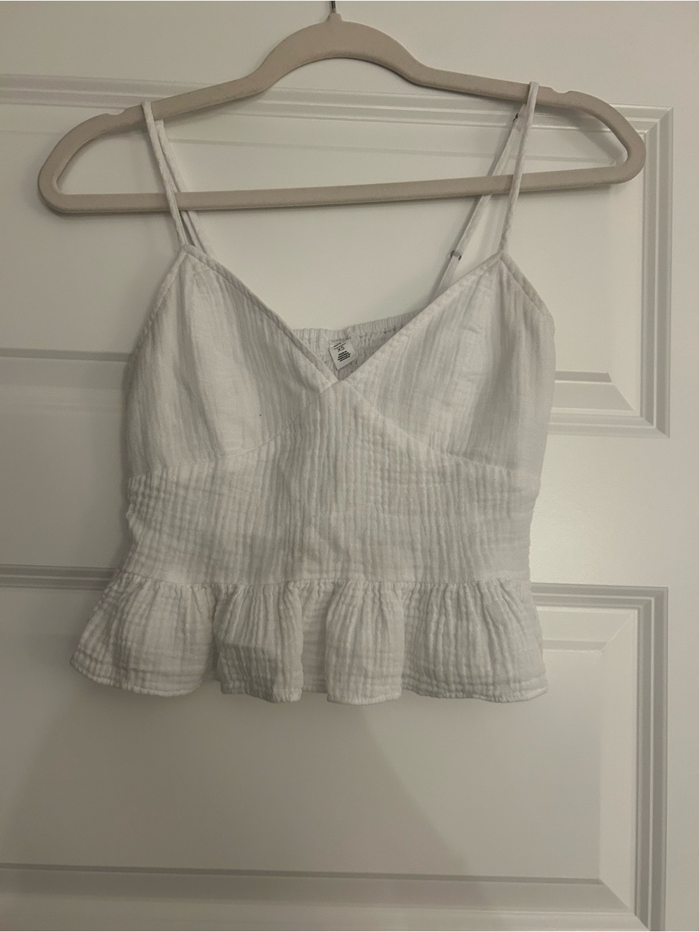 bp White Ruffled Peplum Tank Top